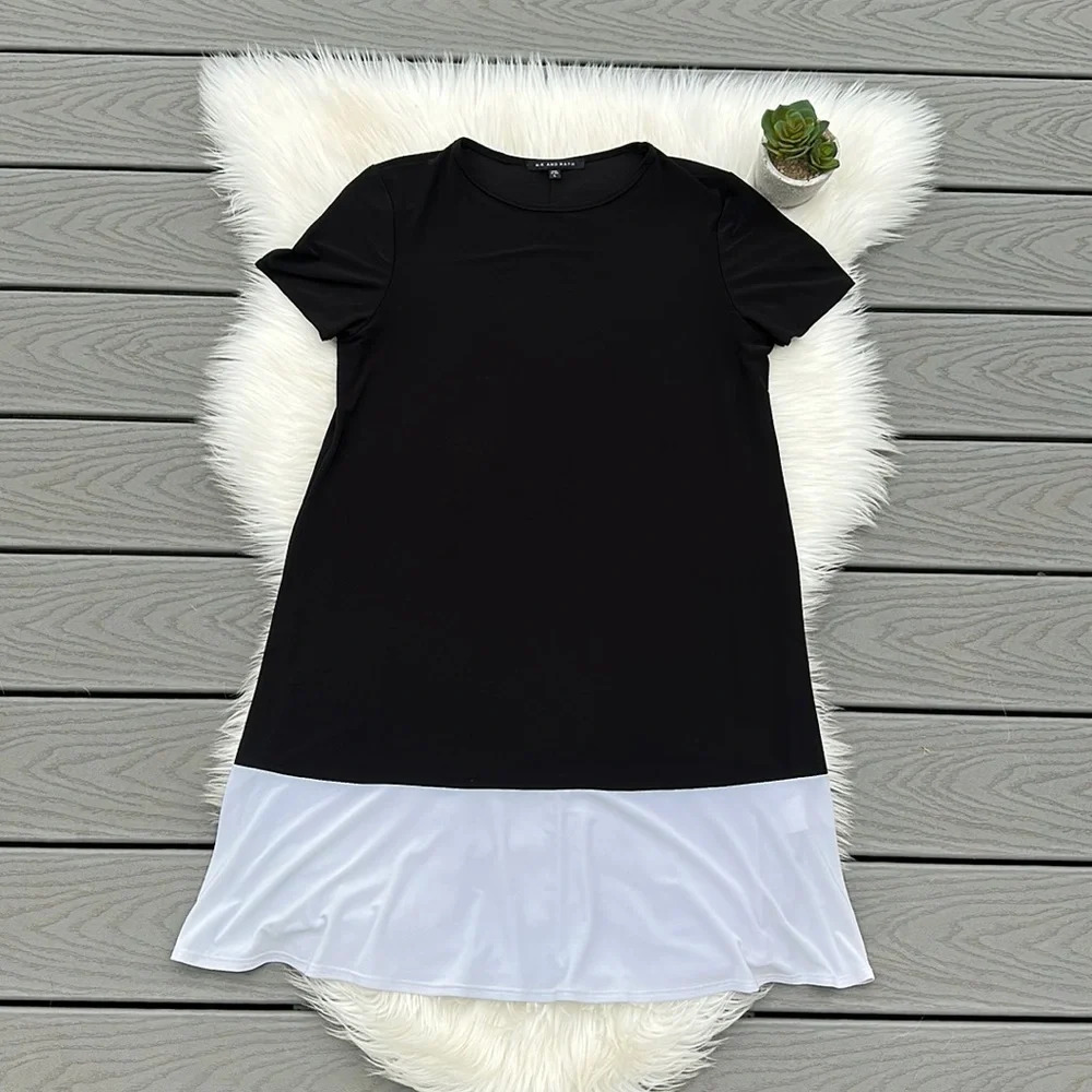 Nik & Nash black dress with white block along bottom